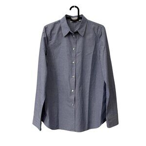 Aritzia Babaton Blue Pure Cotton Long Sleeve Button Shirt Womens Size Small